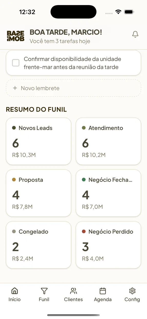 Tela do app BAZE 2