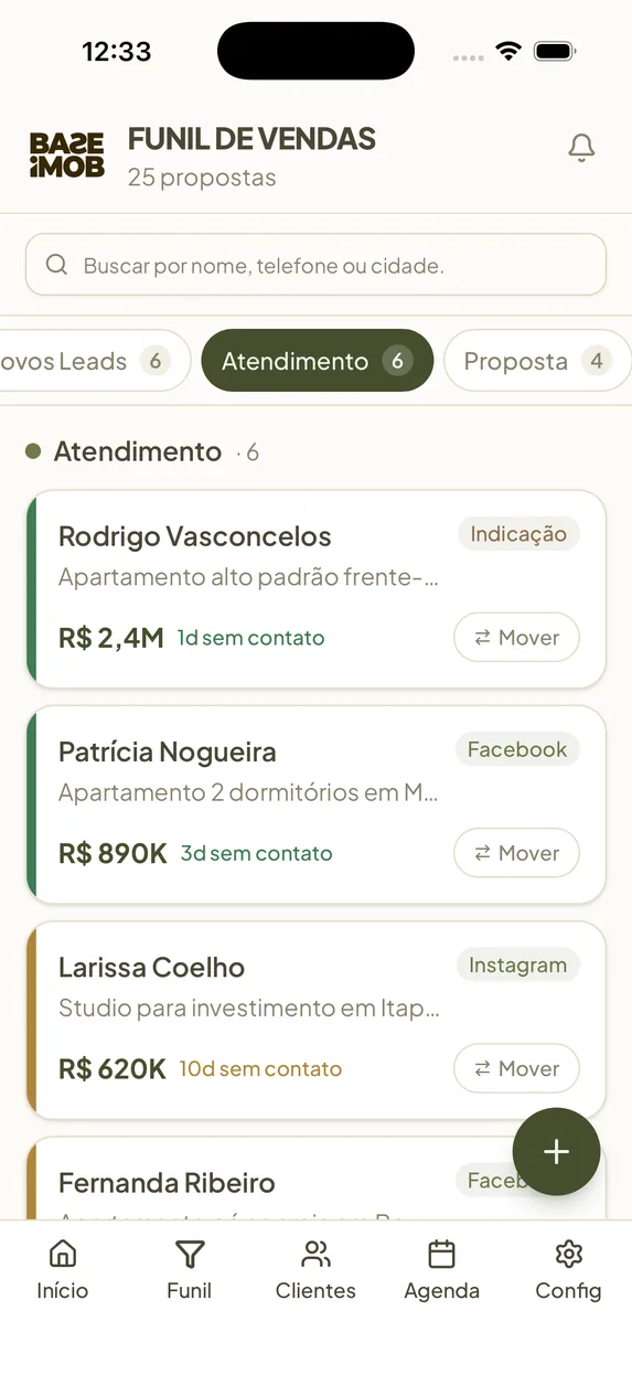 Tela do app BAZE 3