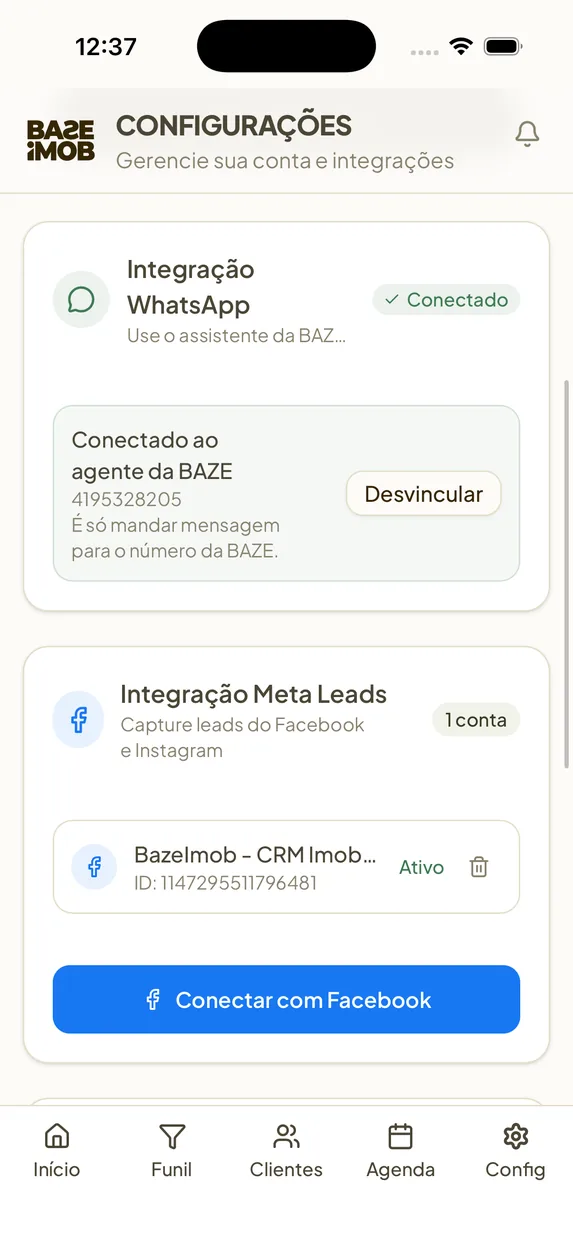 Tela do app BAZE 9