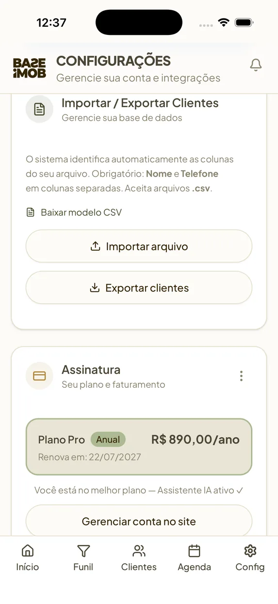 Tela do app BAZE 10